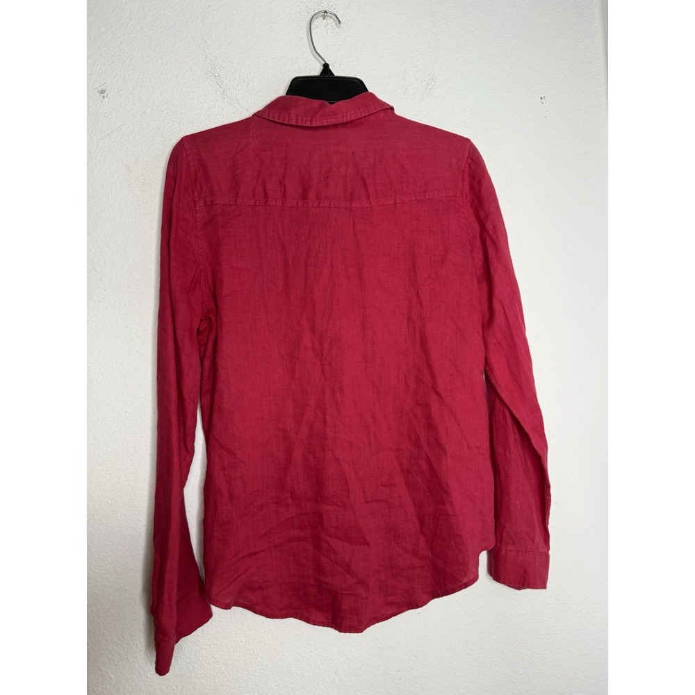 Lilly Pulitzer Sea View Cherry Red Linen Top Size M Coastal Vacation Lagenlook - Picture 6 of 8